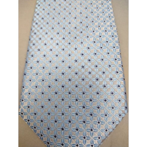 DiBanGu Mens 100% Silk Hand Tailored Textured Silk Light & Dark Blue 58x3 - Picture 2 of 7